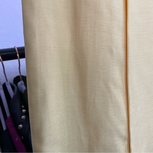 VINTAGE 70’s Pastel Yellow Empire Waist Dress w Train - Picture 9 of 14